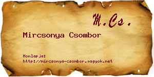 Mircsonya Csombor névjegykártya